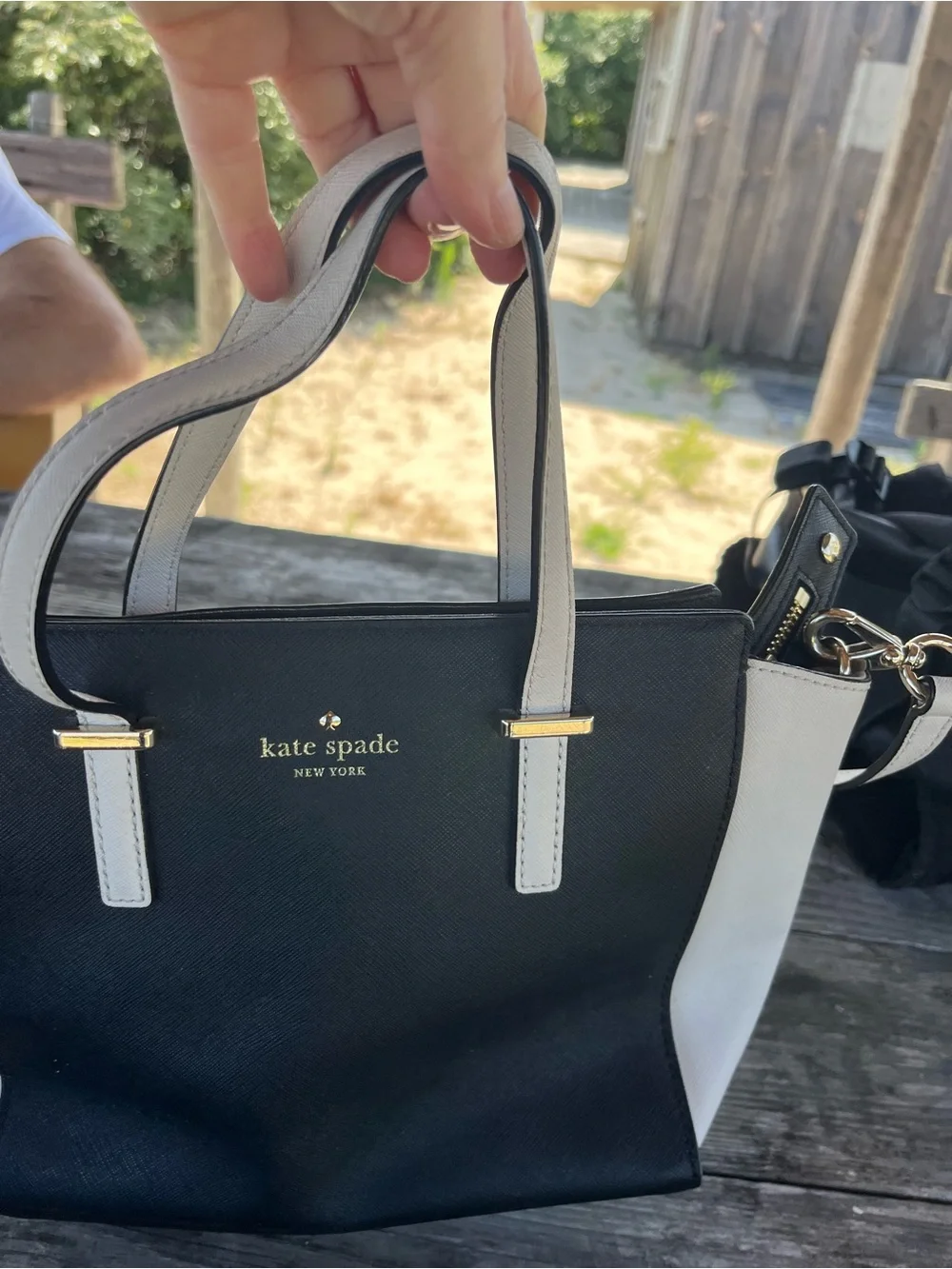 kate spade Black and White Leather Tote